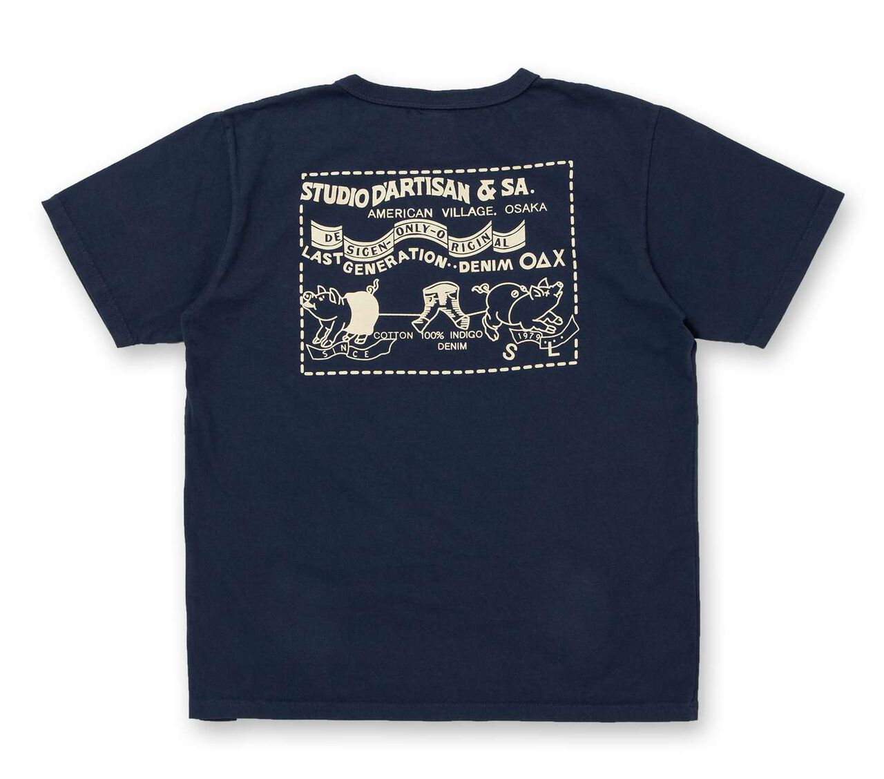 8161A Denim Pocket Print T-Shirt - NAVY