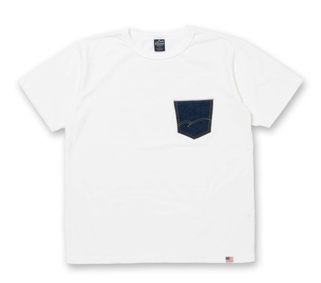 8161A Denim Pocket Print T-Shirt - WHITE