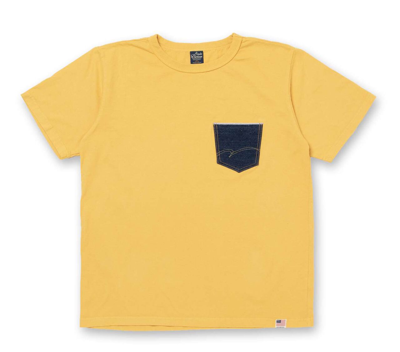 8161A Denim Pocket Print T-Shirt - YELLOW