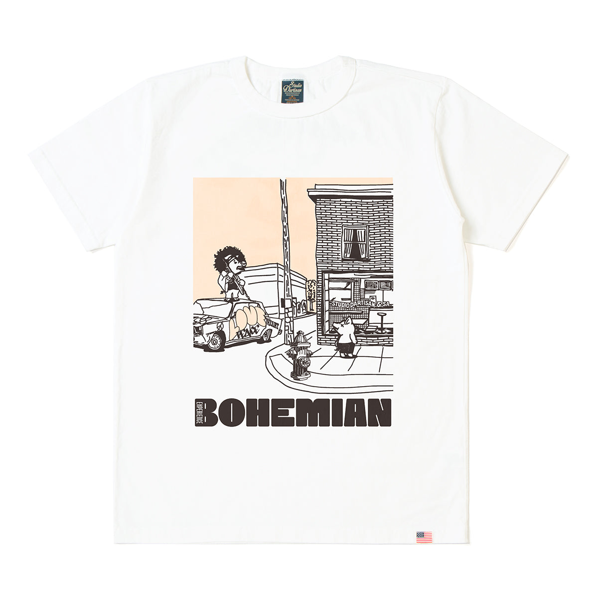 8234B USA Cotton Printed T-Shirt - WHITE