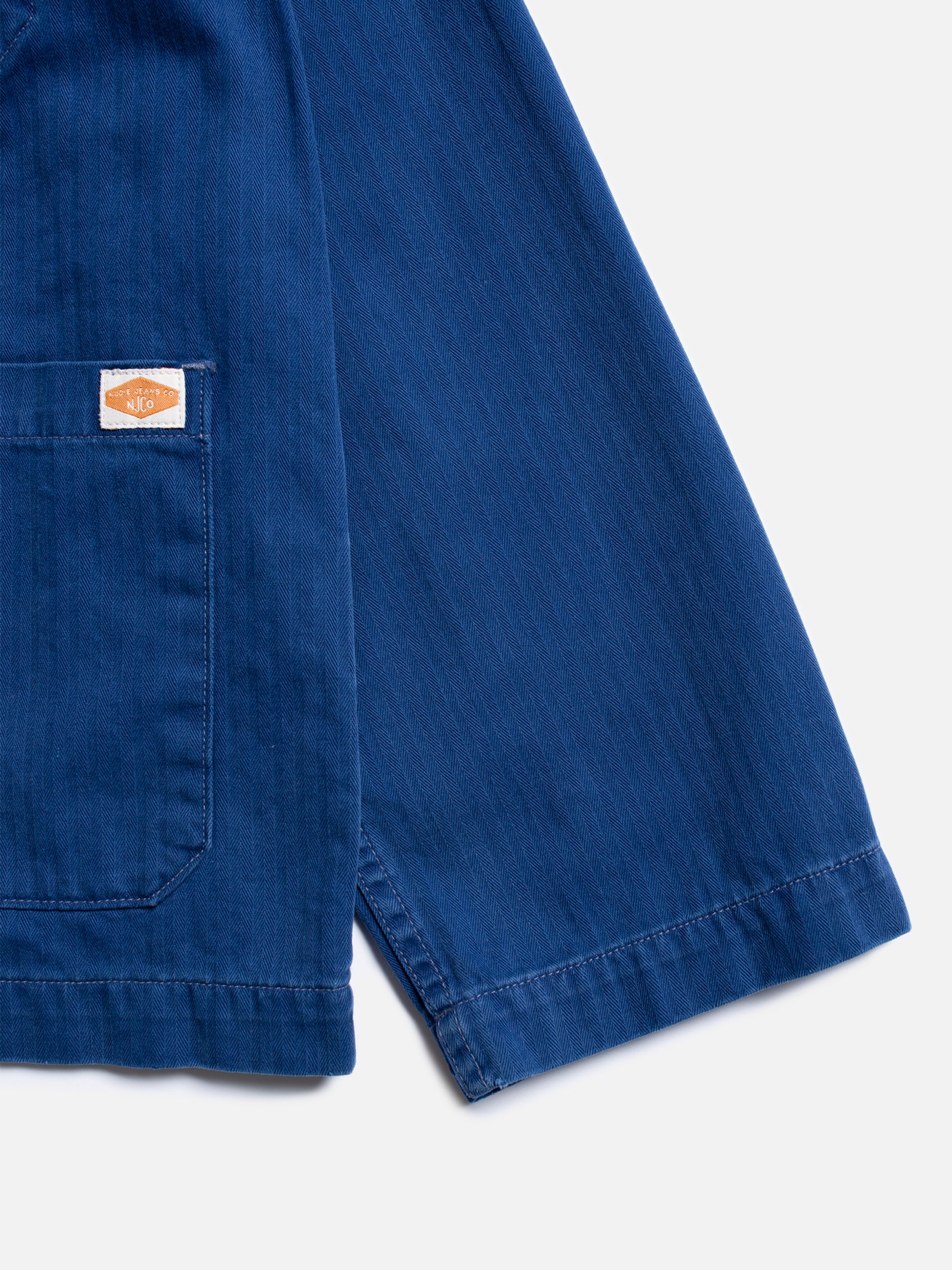 LOVIS HERRINGBONE DENIM JACKET - BLUE