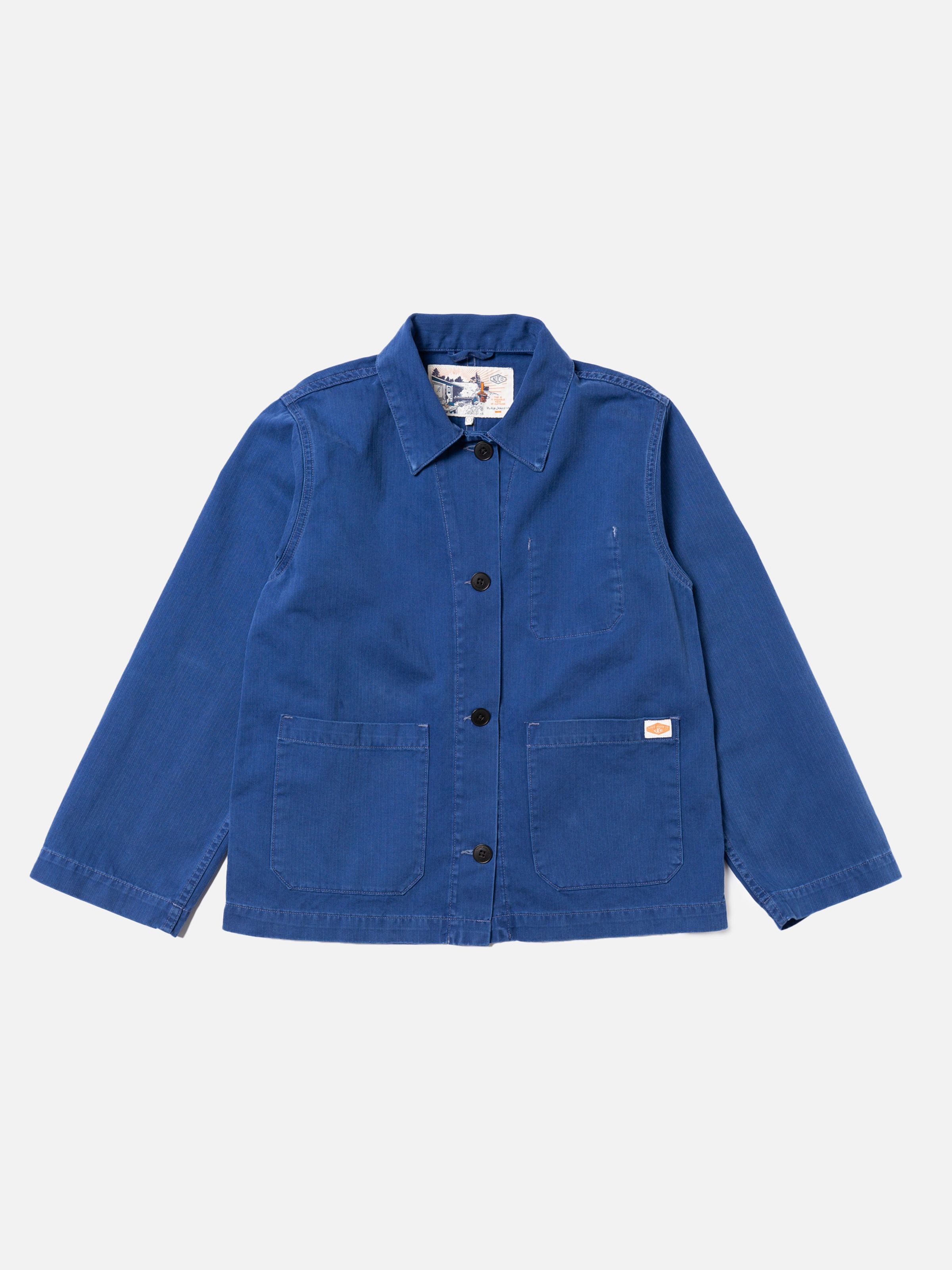 LOVIS HERRINGBONE DENIM JACKET - BLUE
