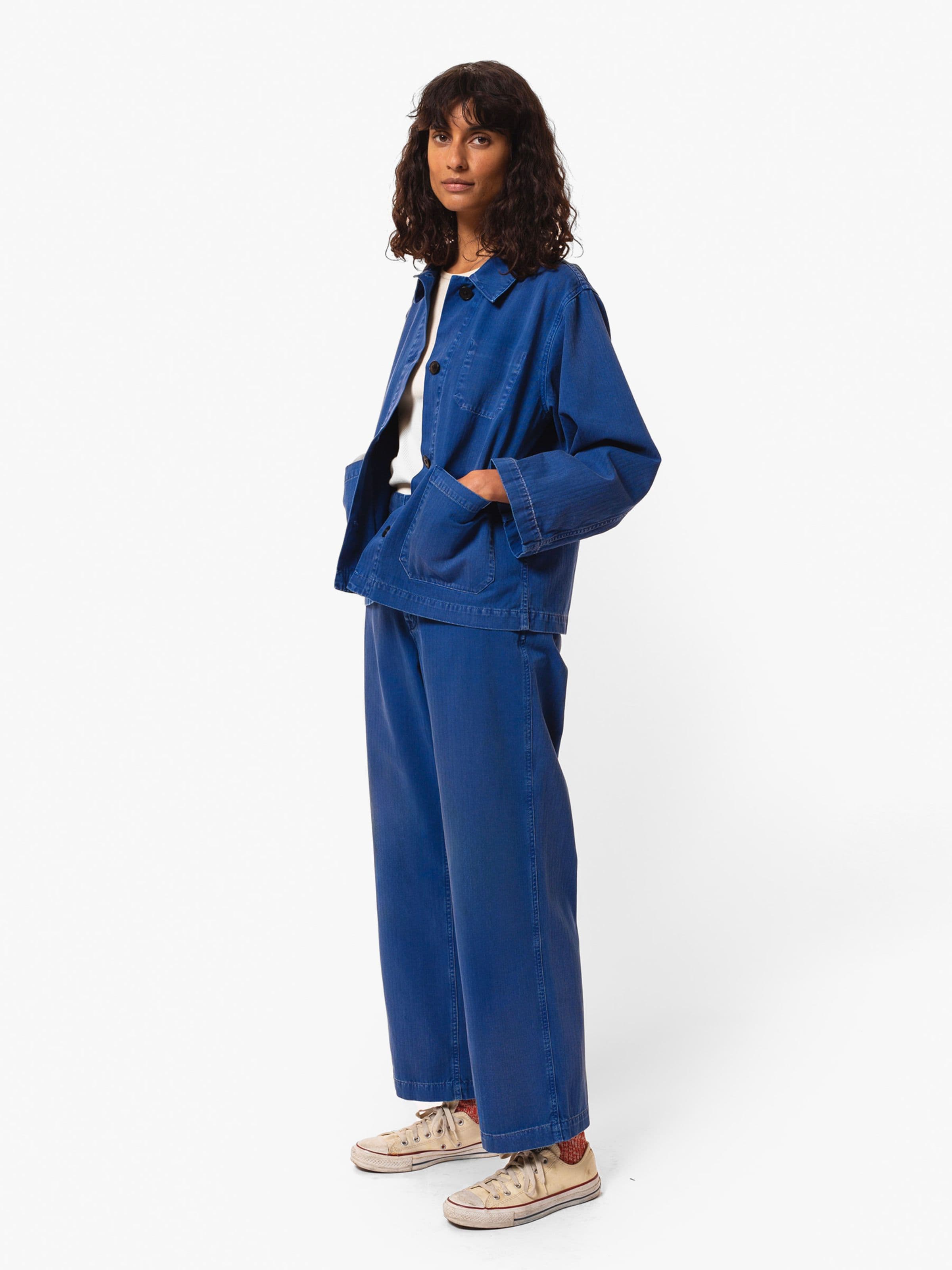 LOVIS HERRINGBONE DENIM JACKET - BLUE