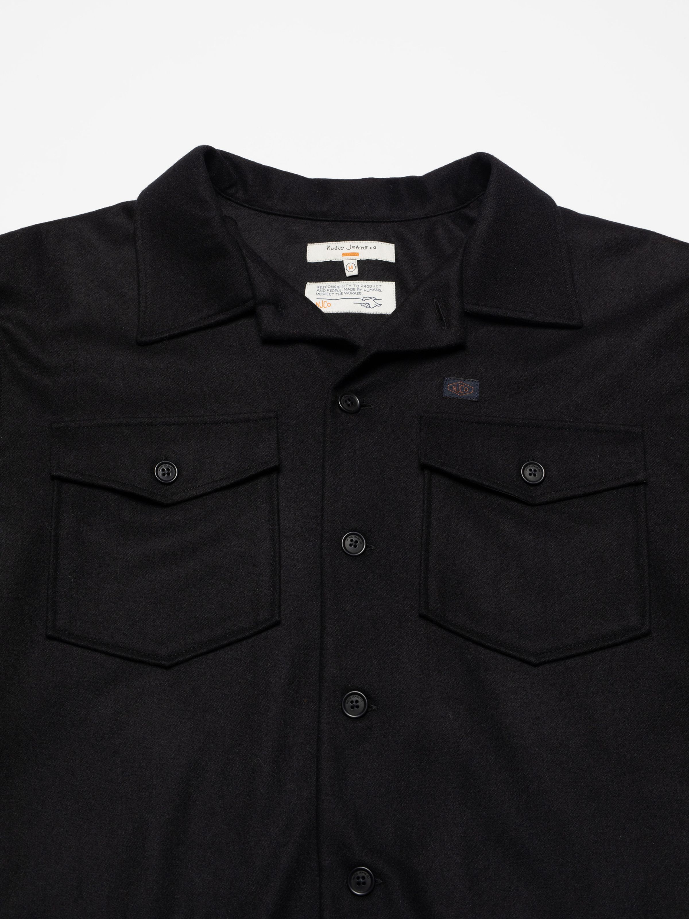 VINCENT SOLID BOARD SHIRT - BLACK