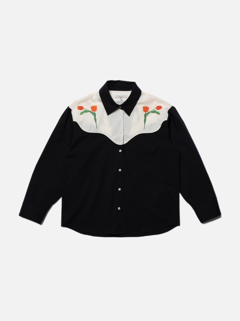 DAISY WESTERN COTTON SHIRT - BLACK