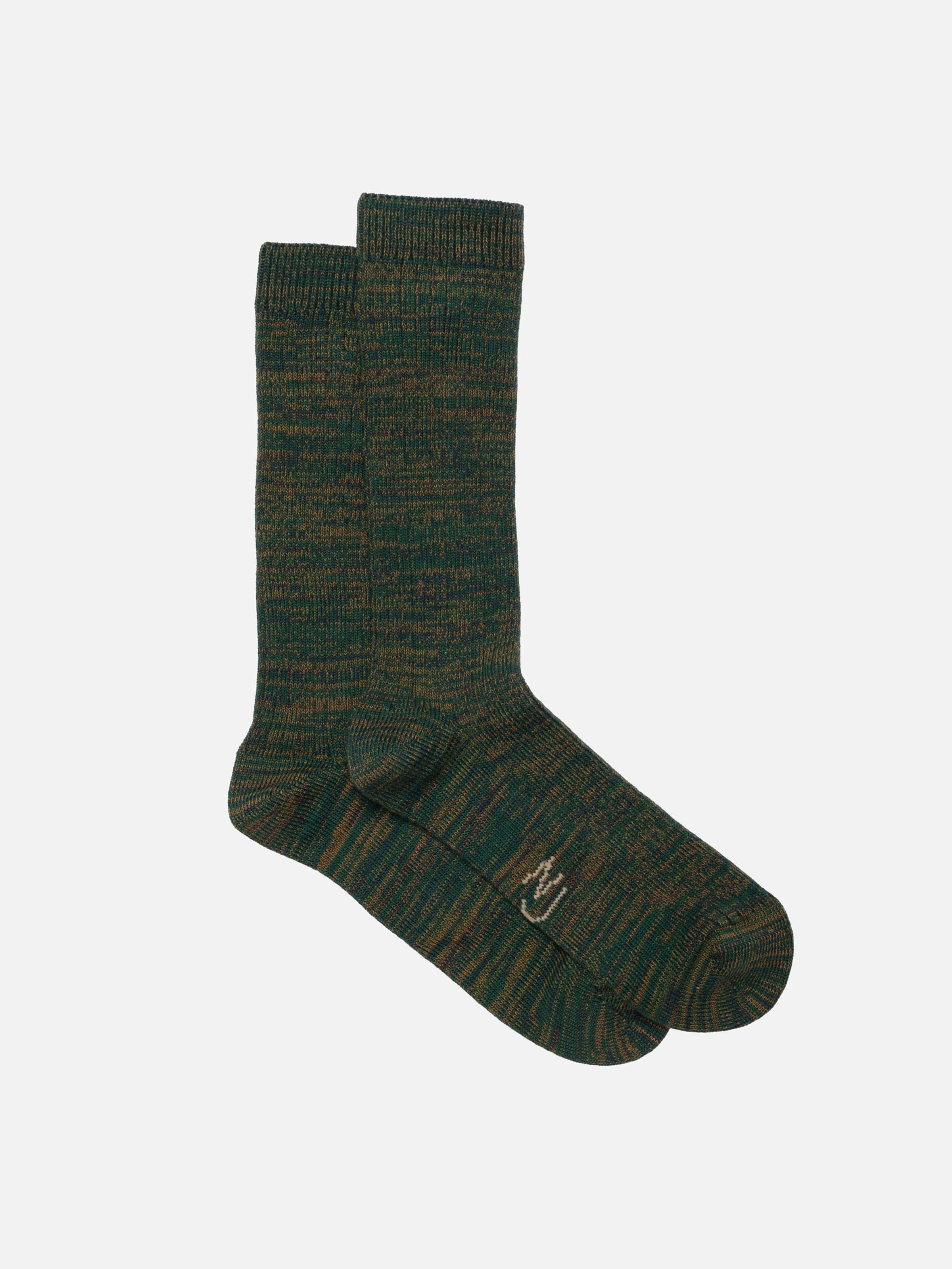 RASMUSSON MENS RIB SOCK - GREEN MELANGE