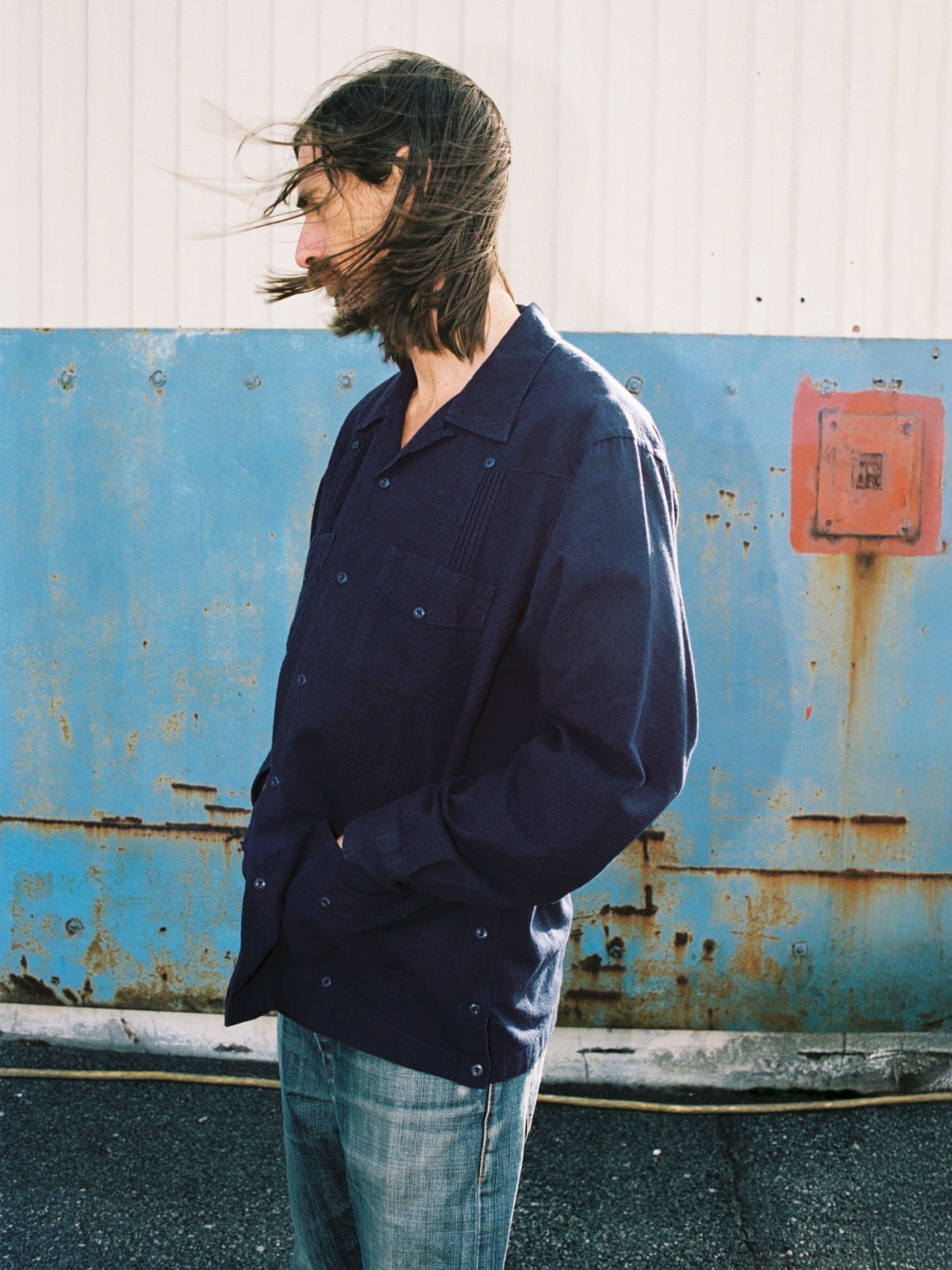 Ryan Pleats Cuban Shirt - Blueberry