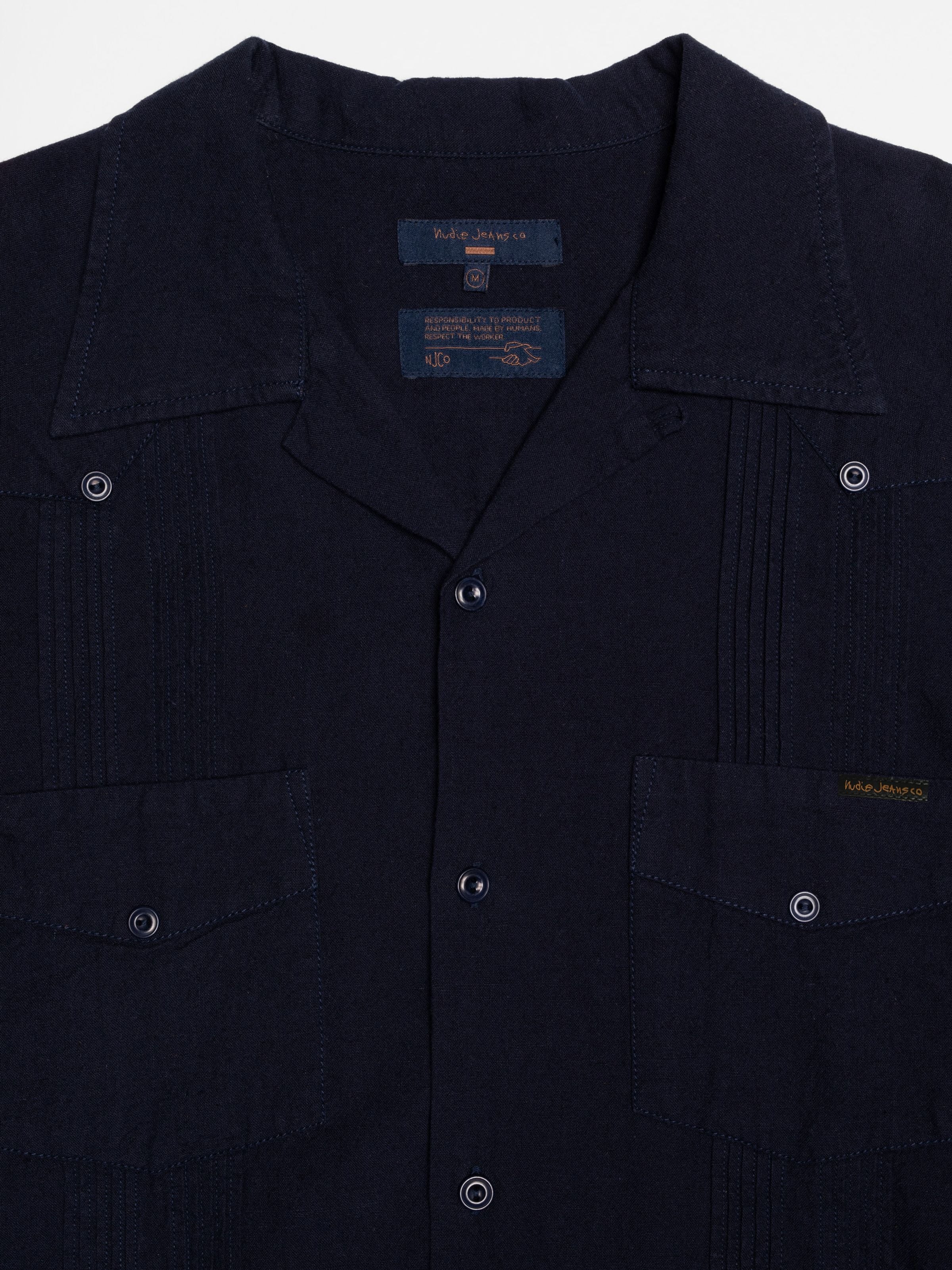 Ryan Pleats Cuban Shirt - Blueberry