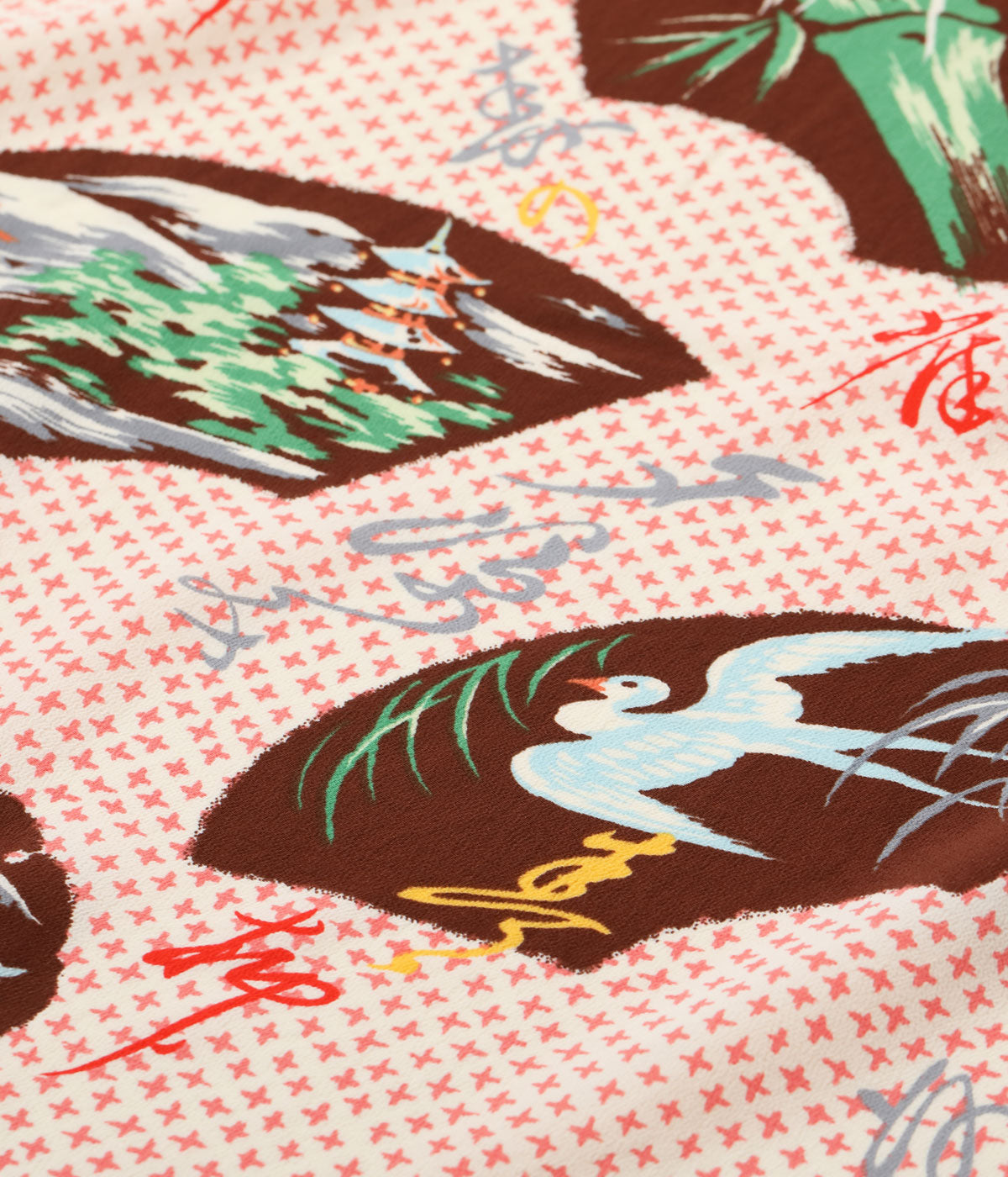 SS39418 RAYON HAWAIIAN SHIRT “JAPANESE TRADITION” - BROWN