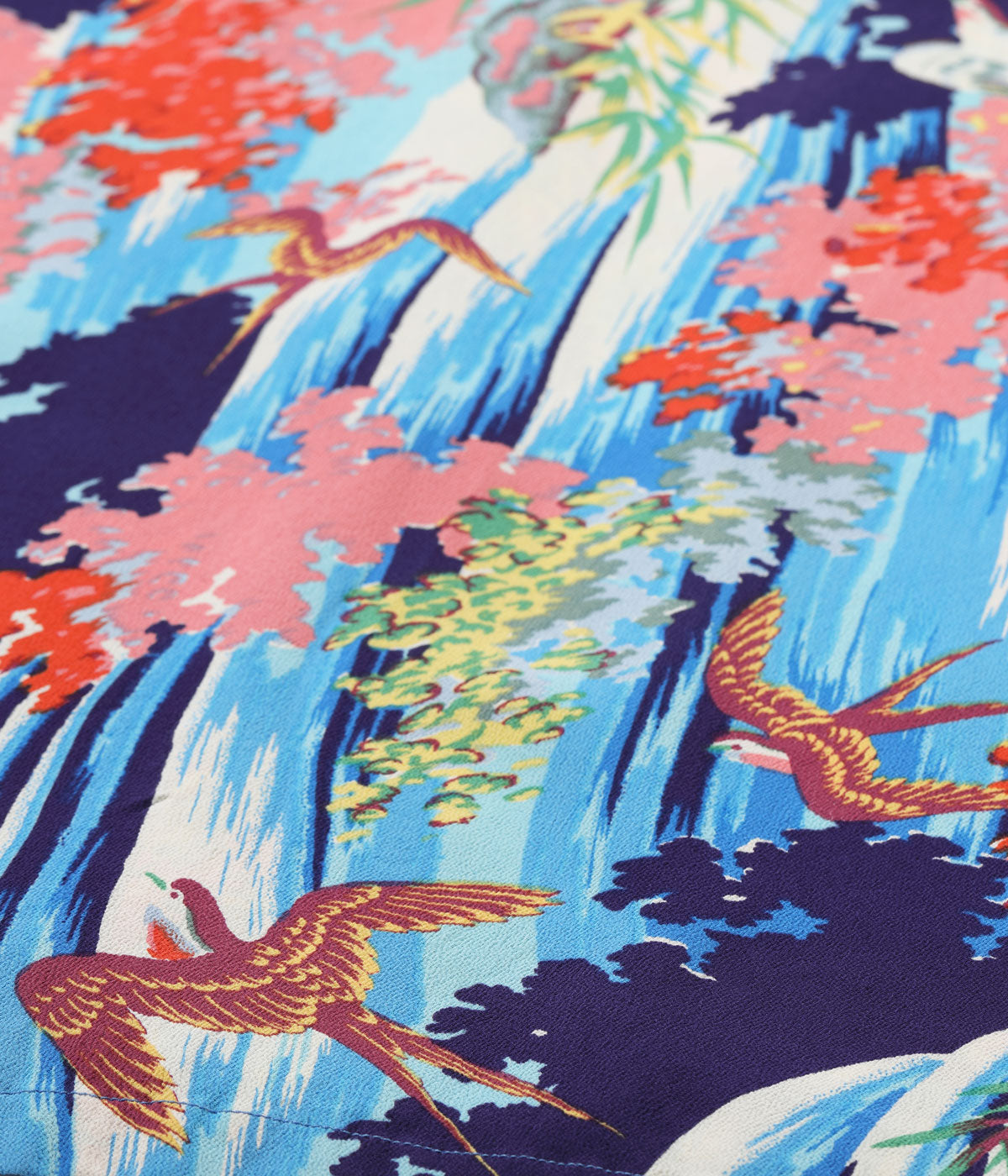 SS39426 RAYON HAWAIIAN SHIRT “SWALLOW WILDLY FLUTTERING” - NAVY