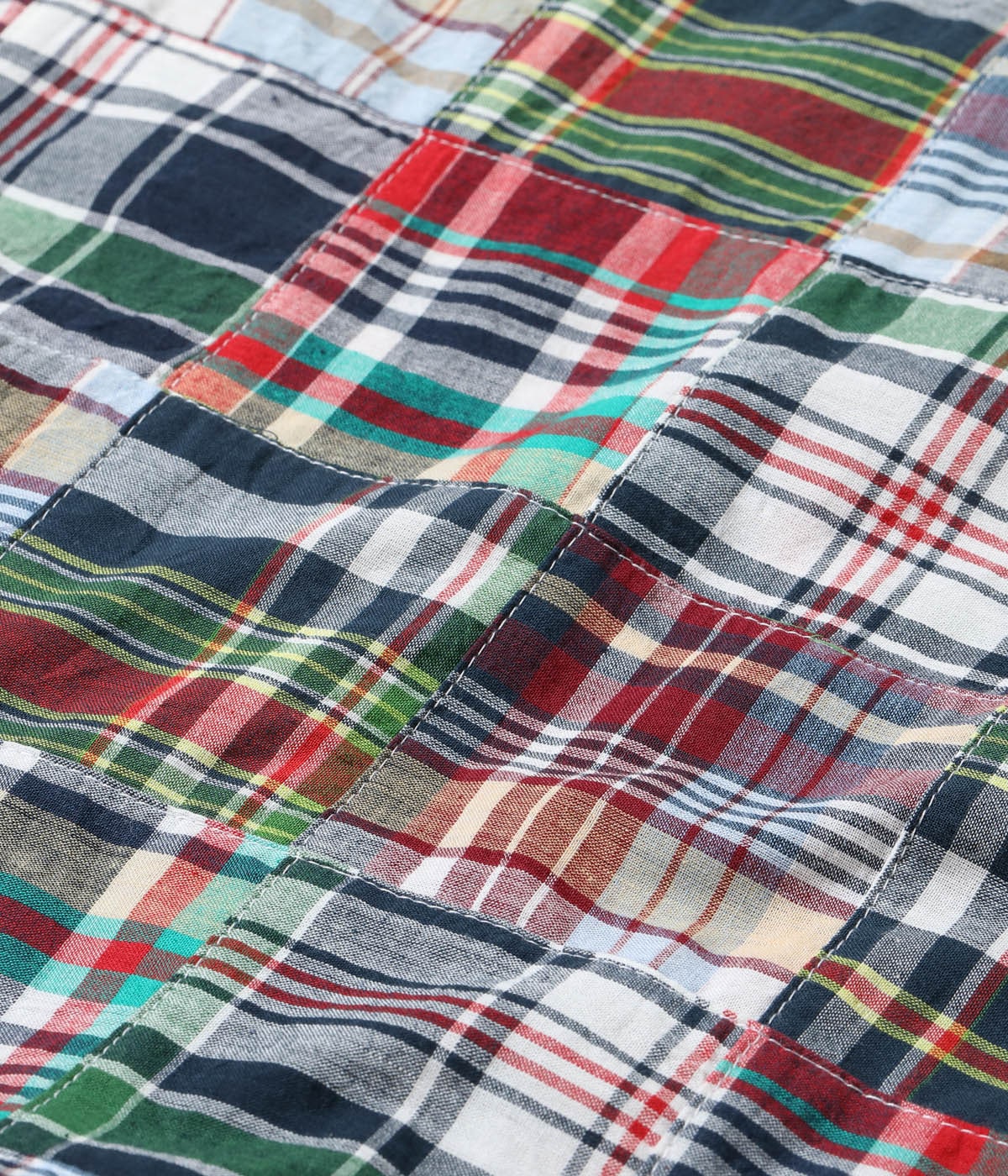 SC39739 MADRAS CHECK PATCHWORK OPEN SHIRT - RED