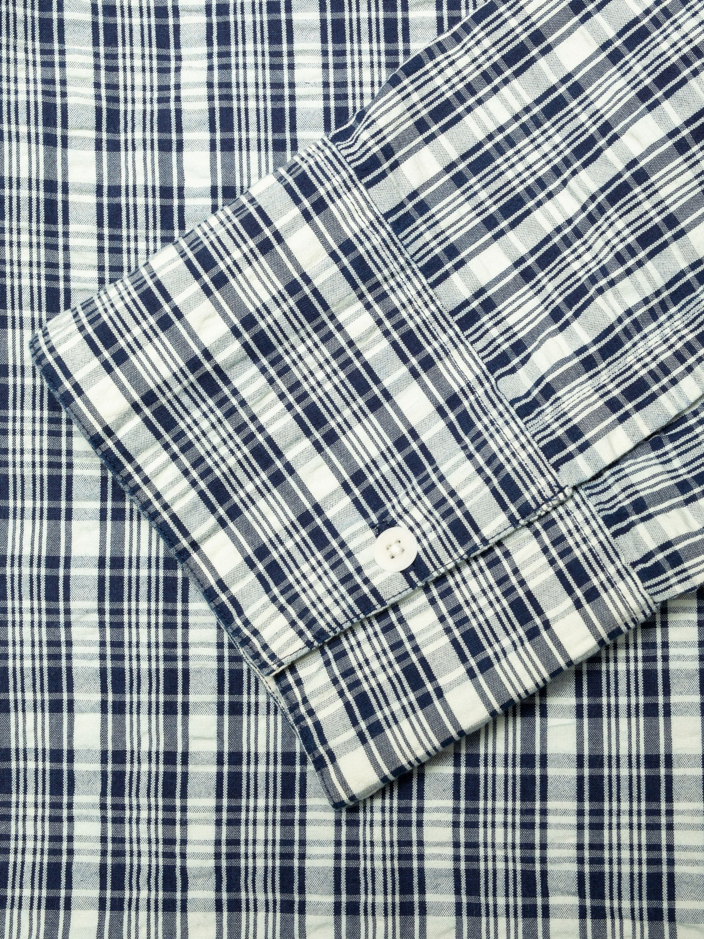 Jutta Shirt Indigo Seersucker - Blue/Offwhite