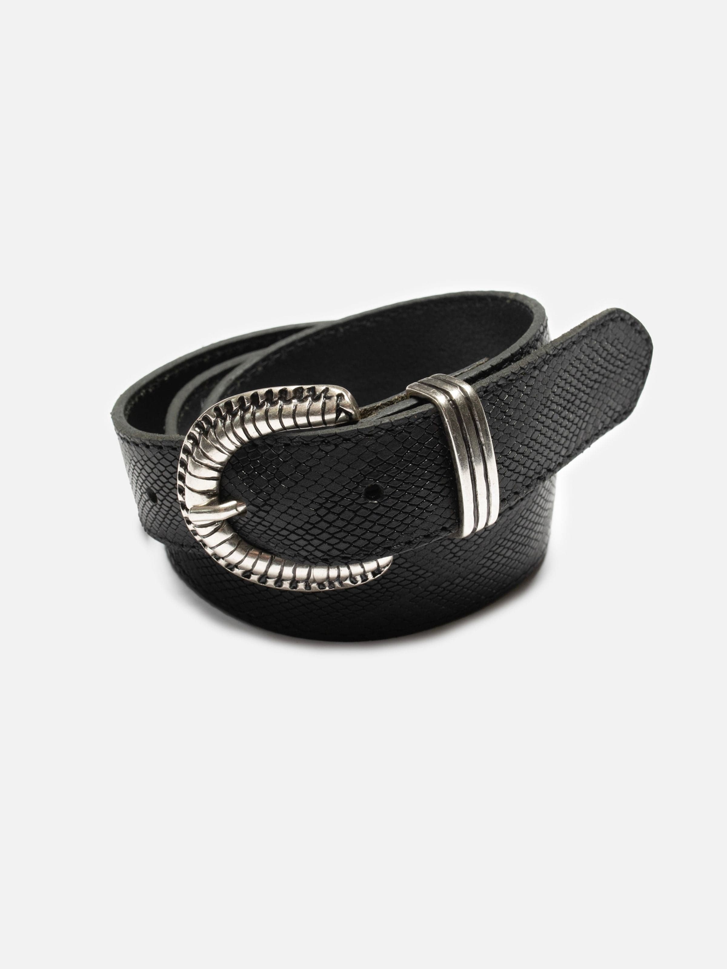 Faux Reptile Leather Belt - Black