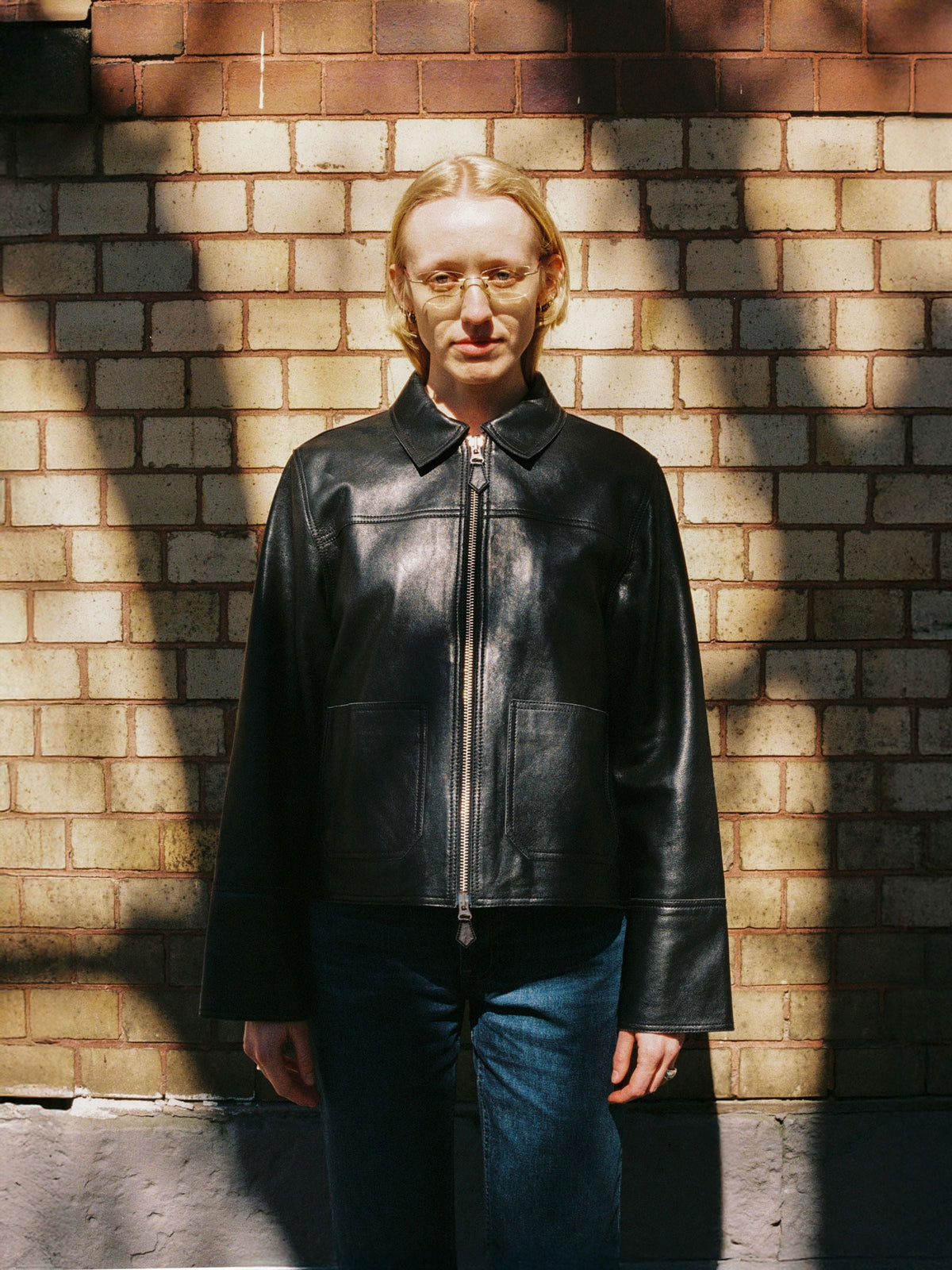 Anja Zip Jacket Leather - Black