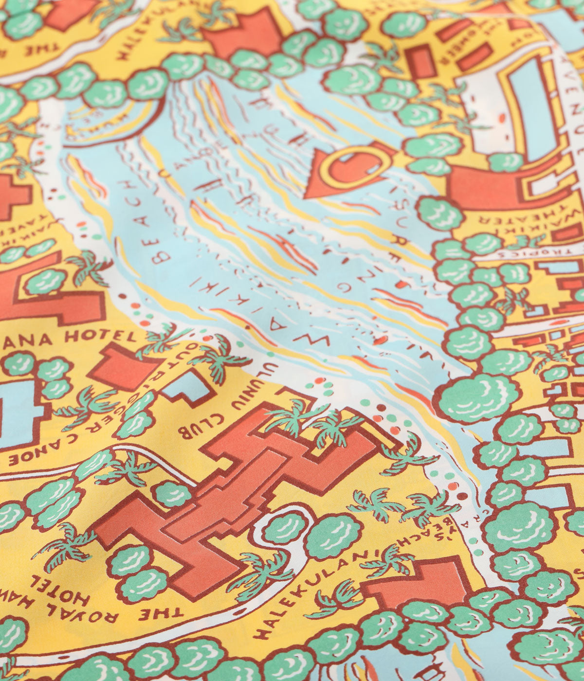 SS39424 RAYON HAWAIIAN SHIRT “WAIKIKI MAP” - YELLOW