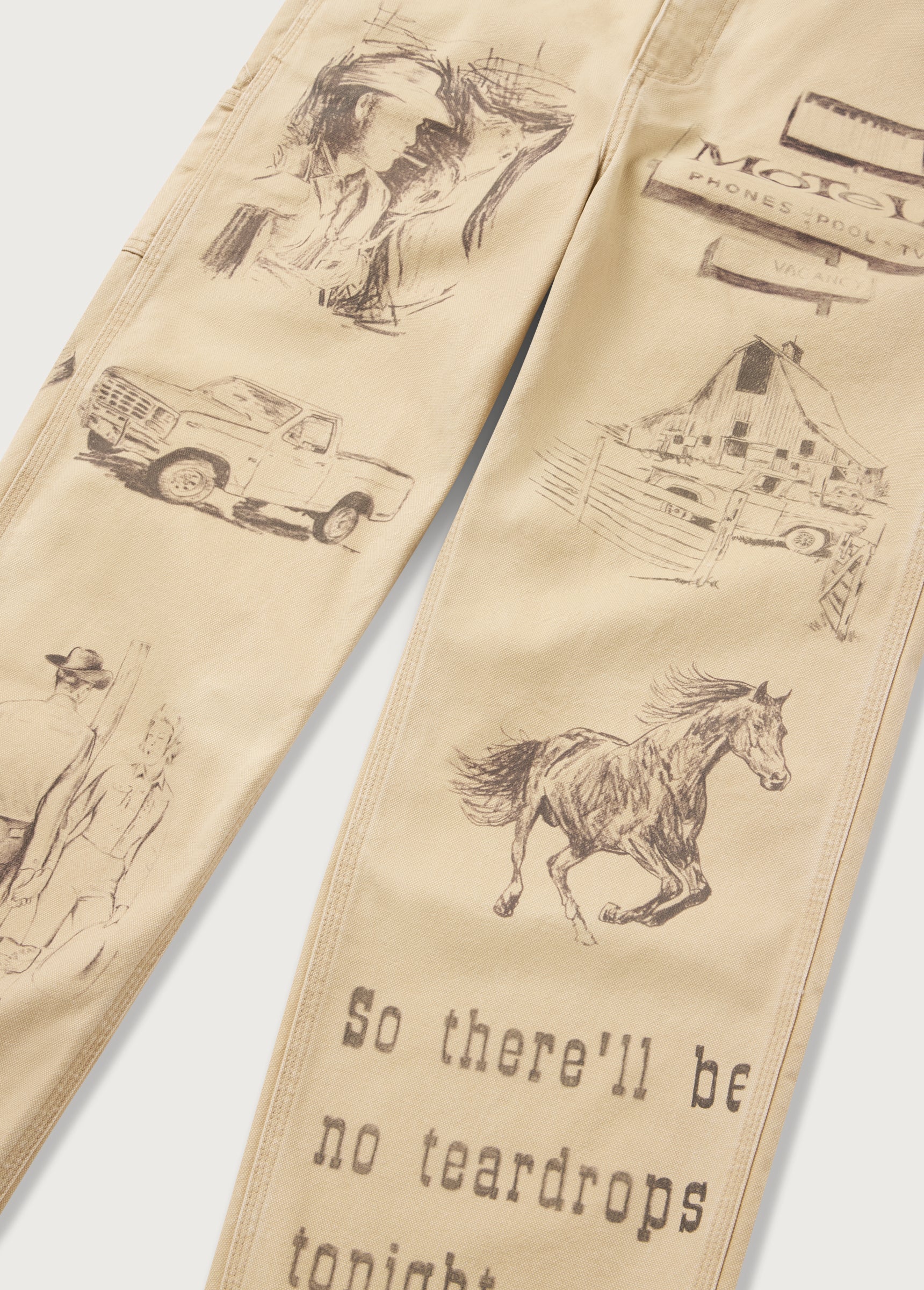 ALL OVER PRINT PAINTERS PANT - CANVAS - TAN