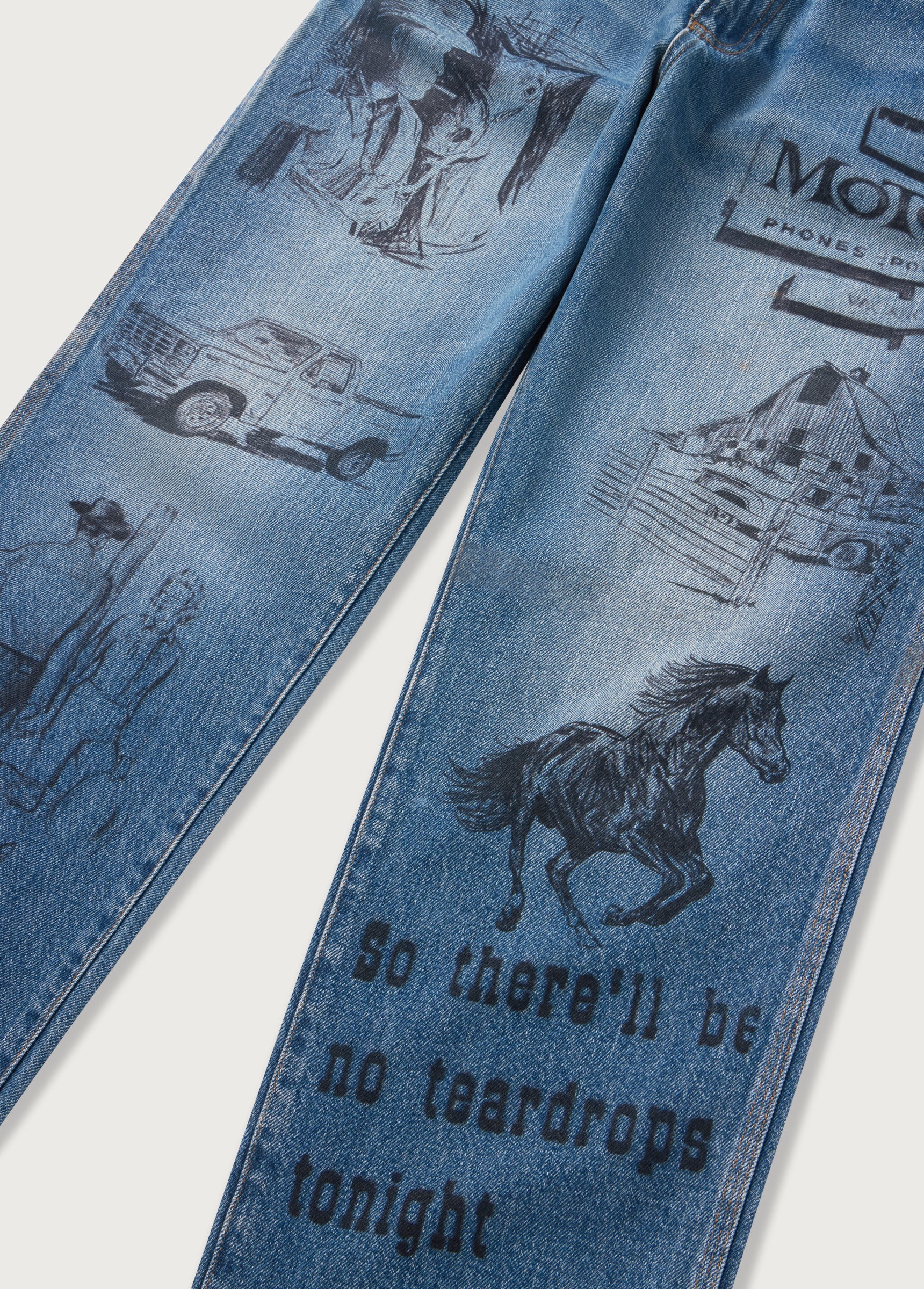 ALL OVER PRINT PAINTERS PANT - DENIM - INDIGO