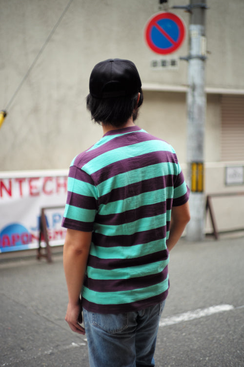 BC24002 BUCO STRIPE TEE S/S - MINT/PURPLE