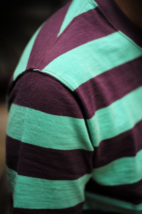 BC24002 BUCO STRIPE TEE S/S - MINT/PURPLE