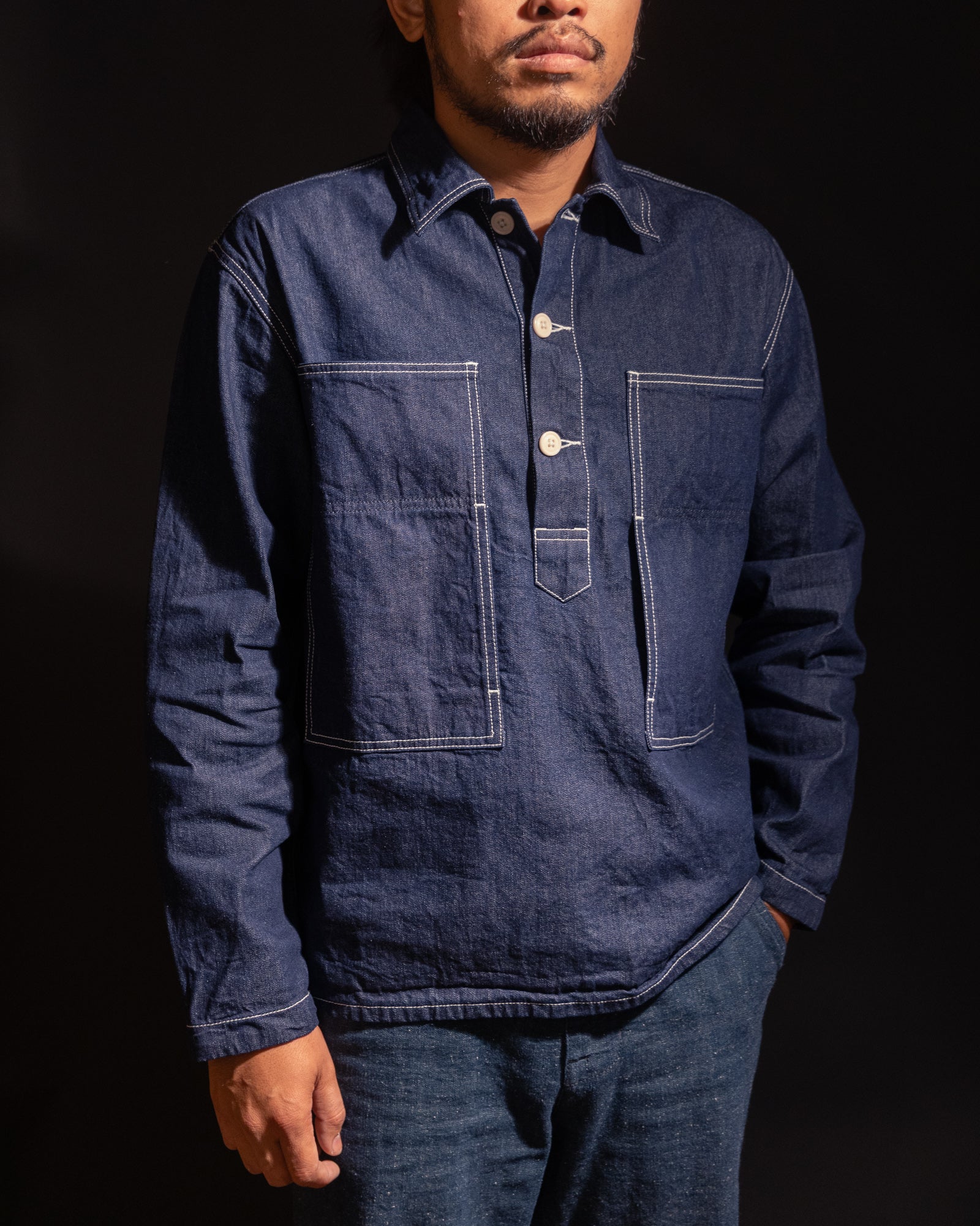 MODIFIED PRISONER SHIRT - INDIGO