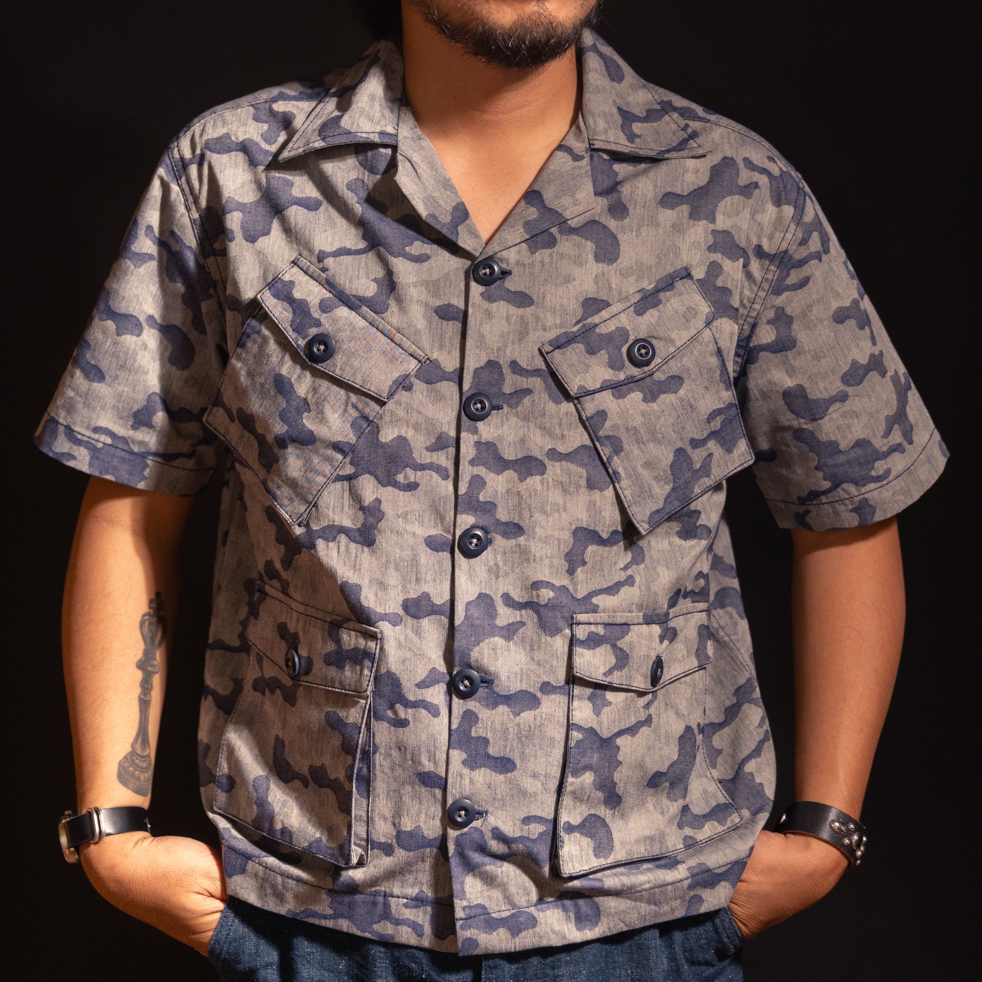 Tropical Oveshirt - Chambray camo