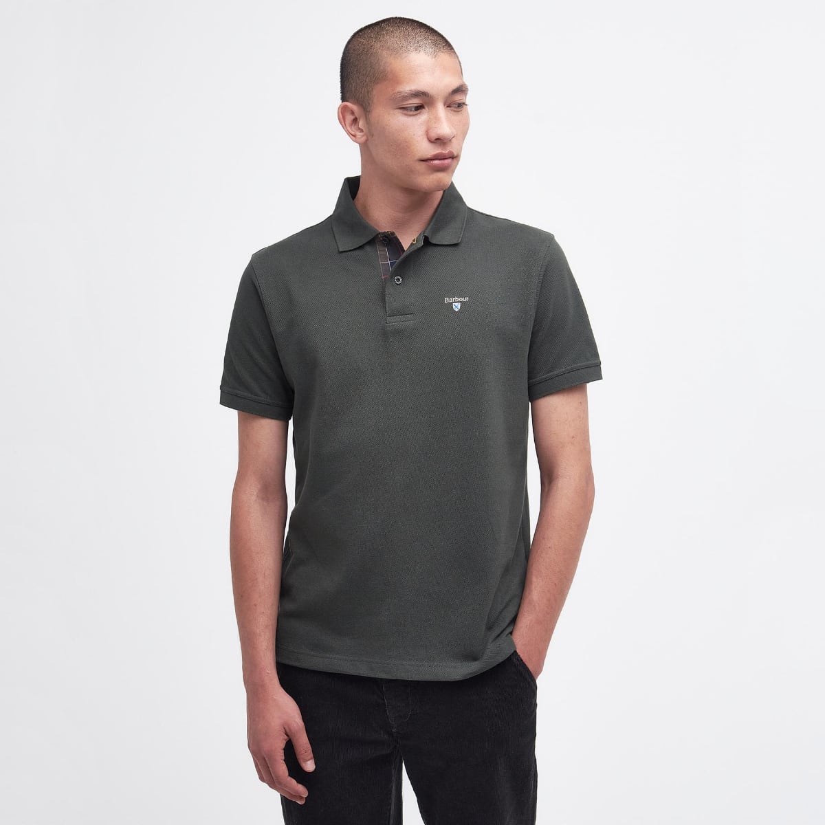 TARTAN PIQUE POLO SHIRT - FOREST GREEN