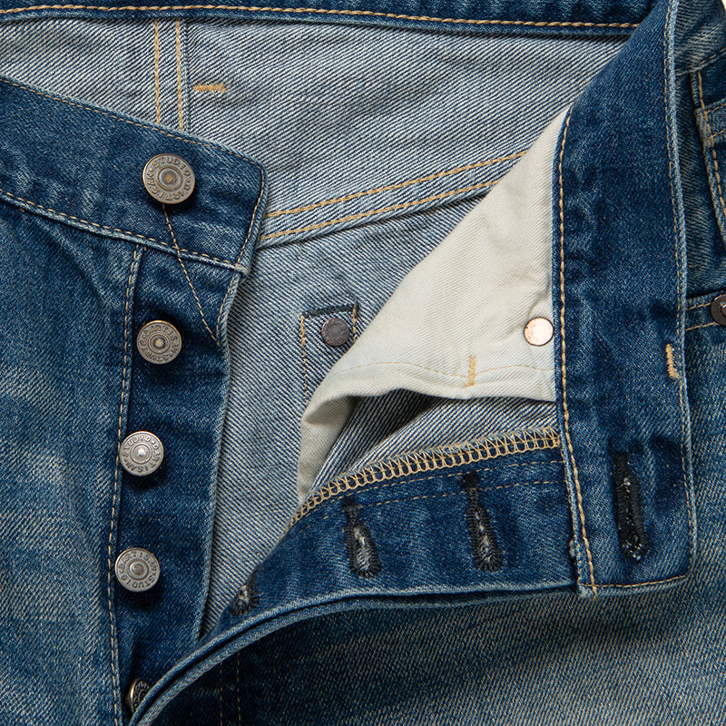 D1891U USED Washed Regular Straight Jeans - USED INDIGO