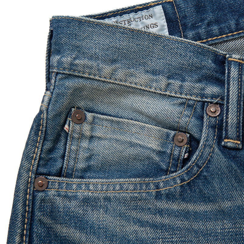D1891U USED Washed Regular Straight Jeans - USED INDIGO