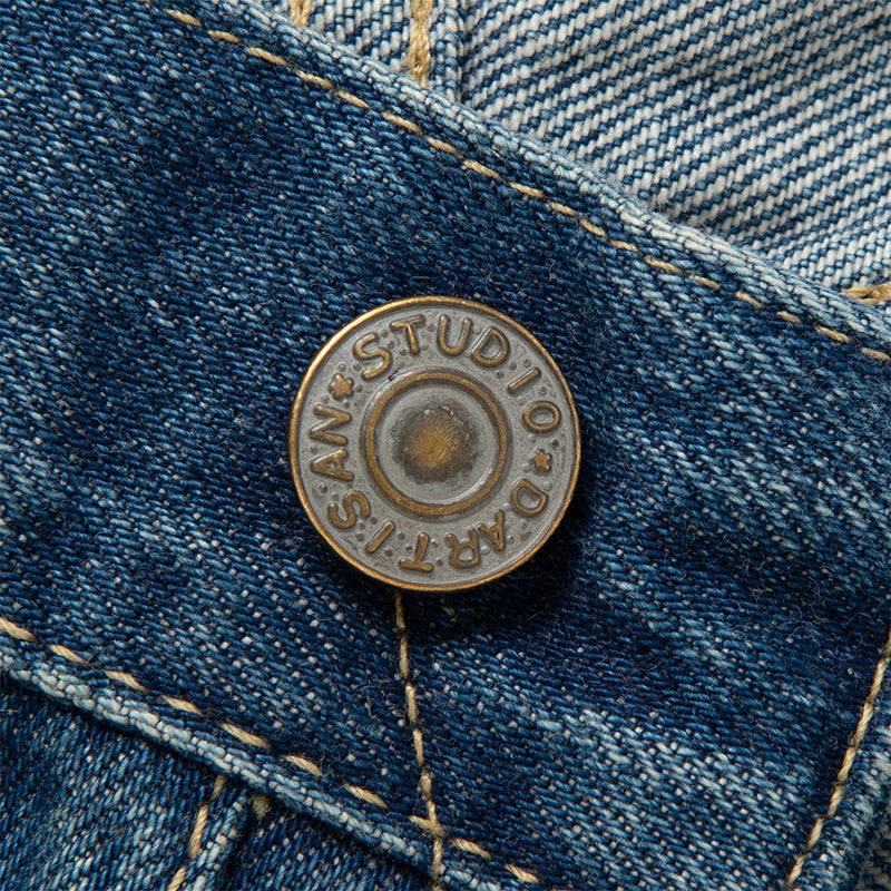 D1891U USED Washed Regular Straight Jeans - USED INDIGO
