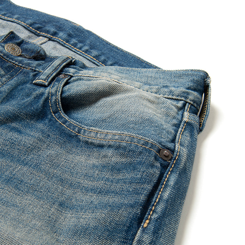 D1891U USED Washed Regular Straight Jeans - USED INDIGO