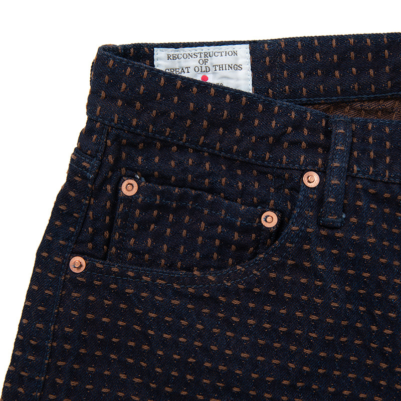 D1897 Persimmon tannin sashiko jeans - INDIGO