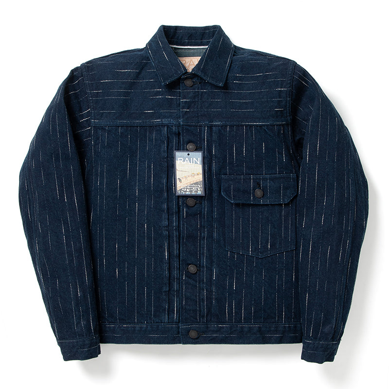 D4589 RAIN Kasuri Denim Jacket - INDIGO