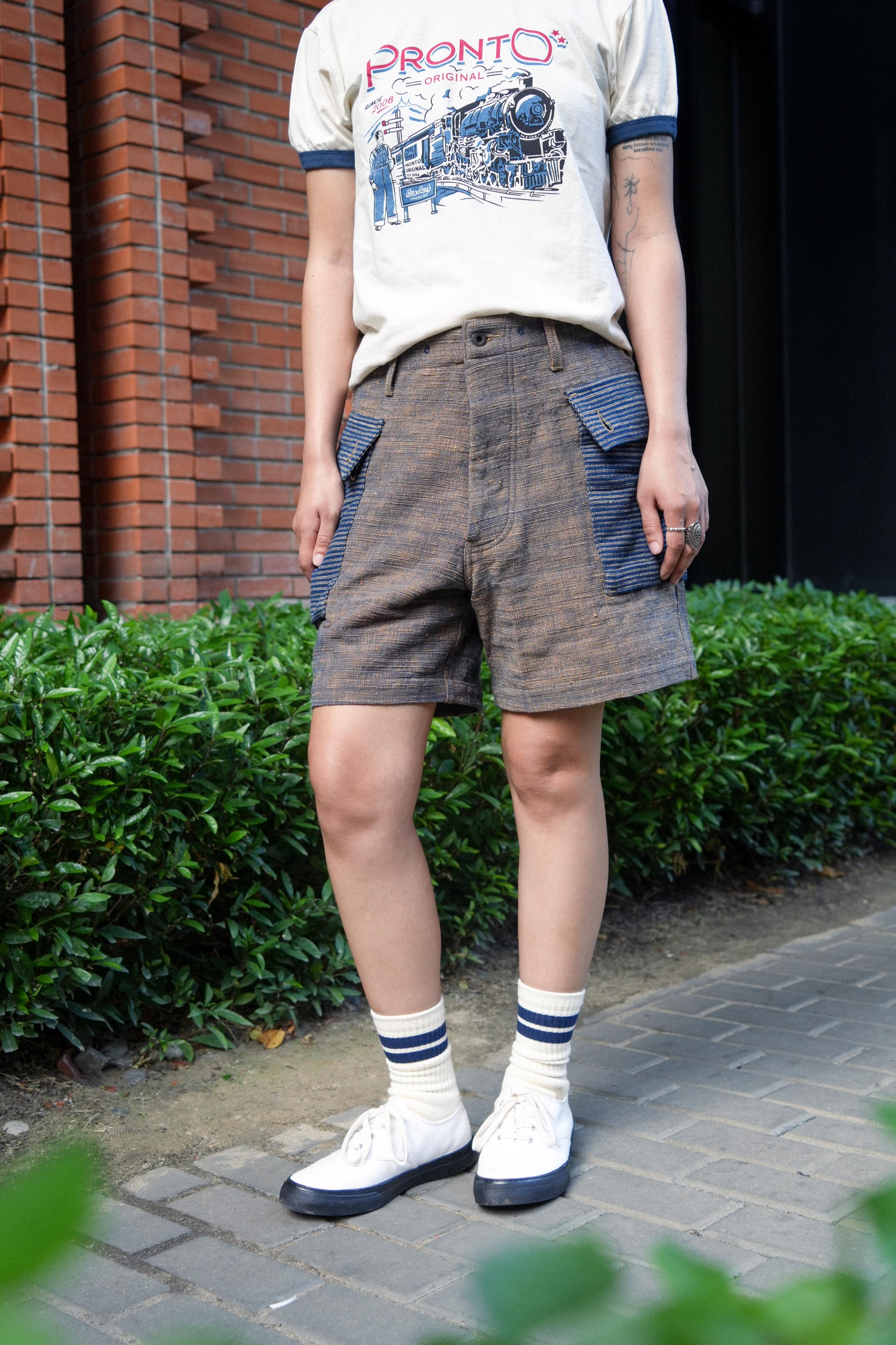 MASH UP P-43 SHORTS - NATURAL HANDLOOM