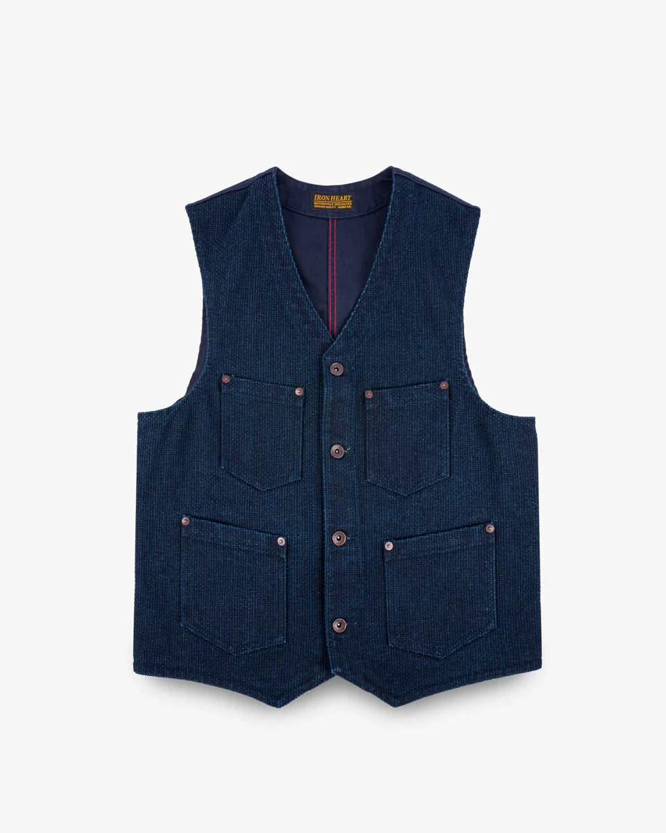 IHV-50 14oz Sashiko Dobby Cloth / Duck Work Vest - INDIGO