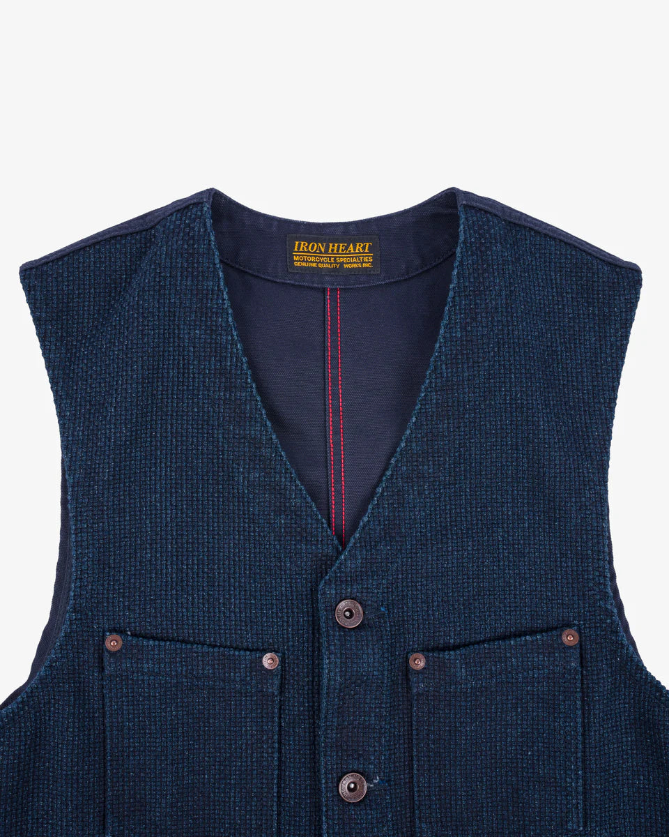 IHV-50 14oz Sashiko Dobby Cloth / Duck Work Vest - INDIGO
