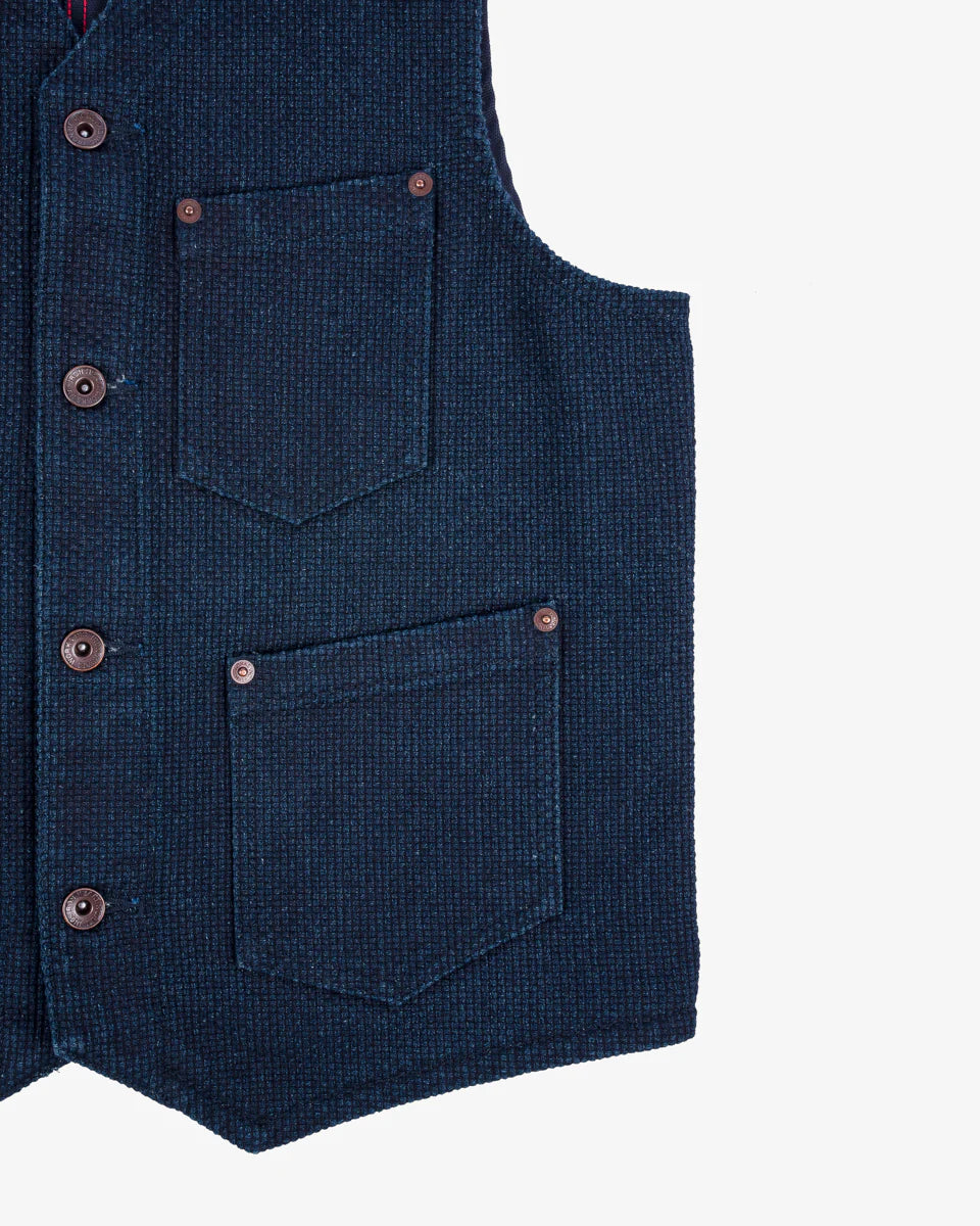 IHV-50 14oz Sashiko Dobby Cloth / Duck Work Vest - INDIGO