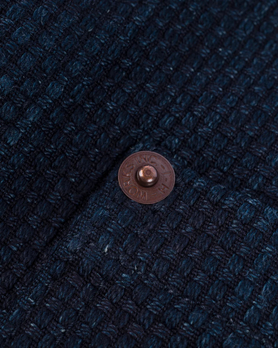 IHV-50 14oz Sashiko Dobby Cloth / Duck Work Vest - INDIGO