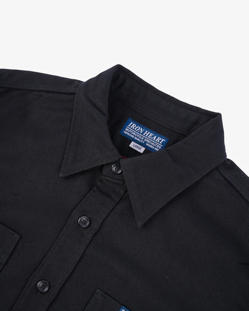 IHSH-414 9oz Cotton Linen Work Shirt - BLACK