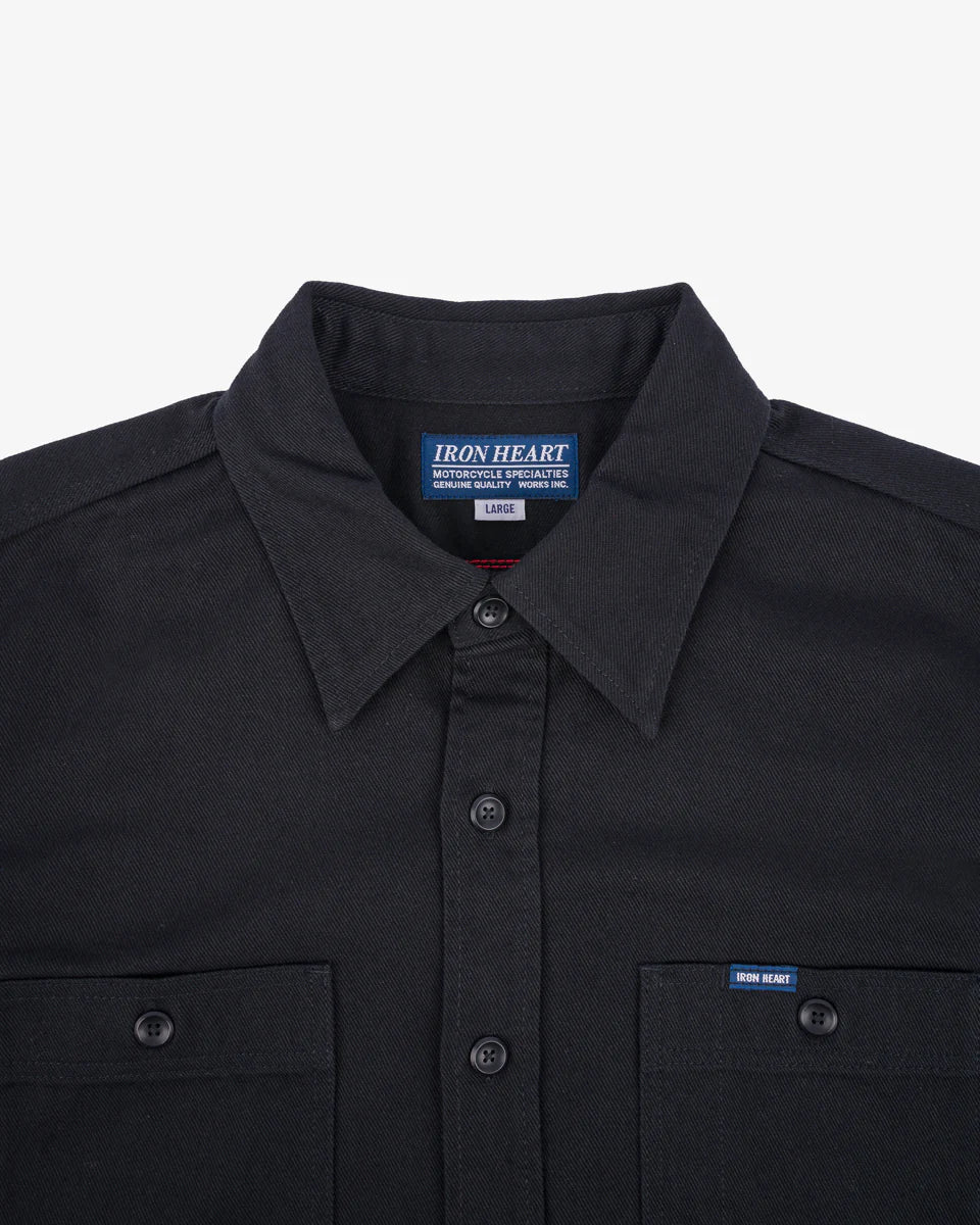 IHSH-414 9oz Cotton Linen Work Shirt - BLACK