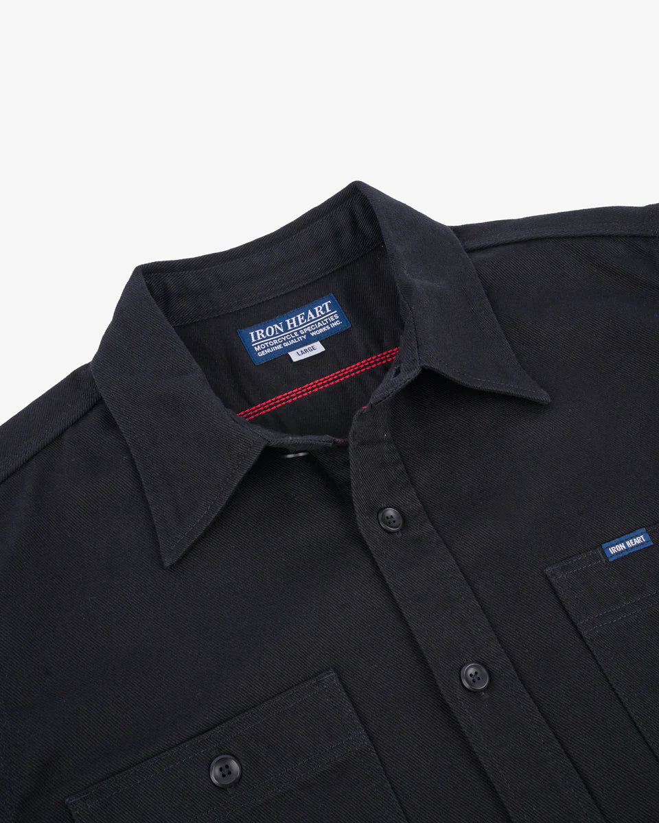 IHSH-414 9oz Cotton Linen Work Shirt - BLACK
