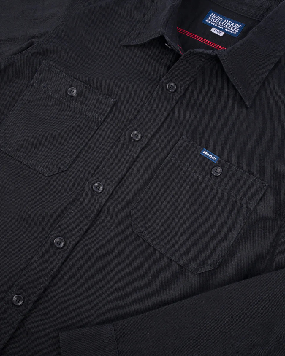 IHSH-414 9oz Cotton Linen Work Shirt - BLACK