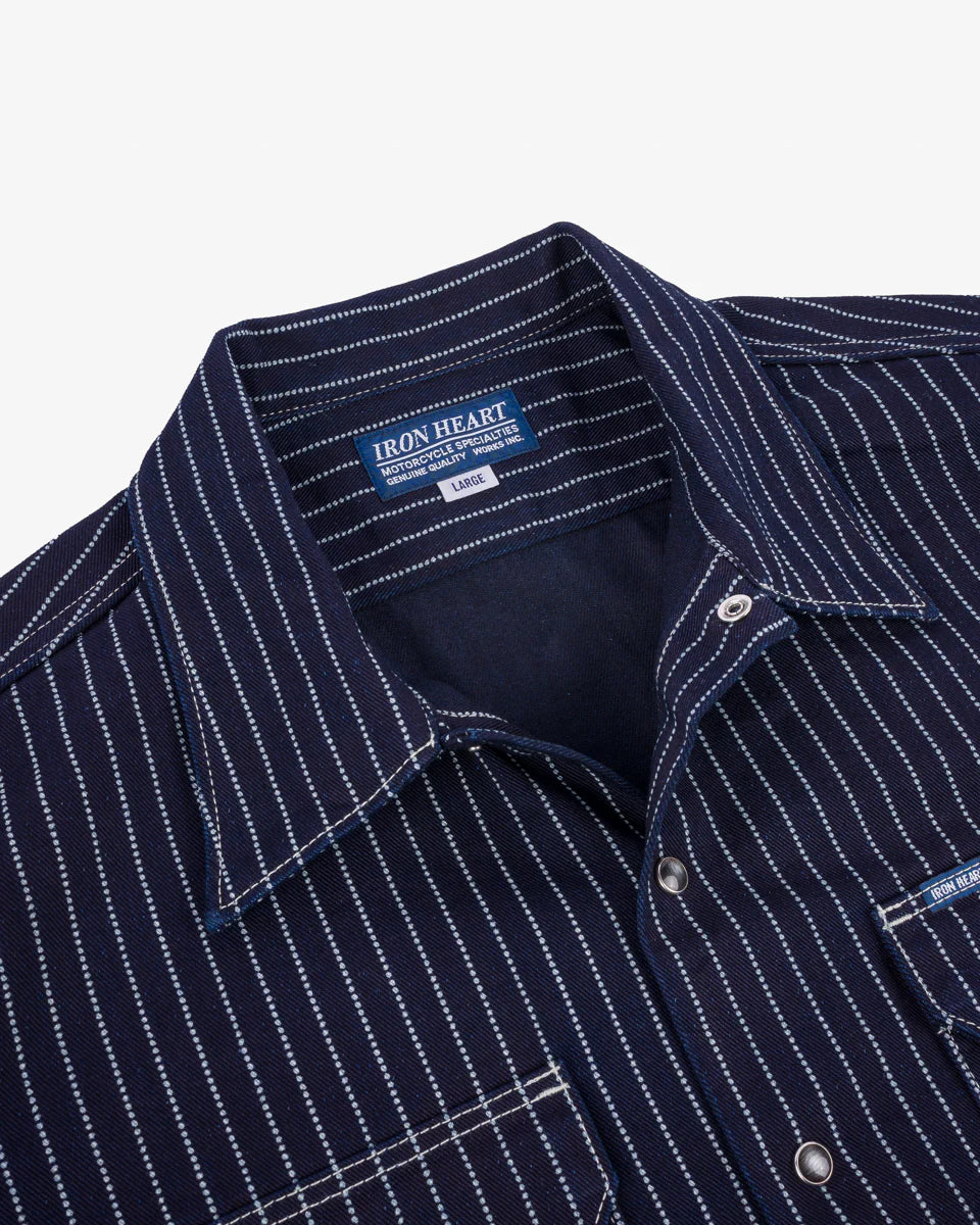 IHSH-416 10oz Wabash Short Sleeved Mechanic Shirt - INDIGO