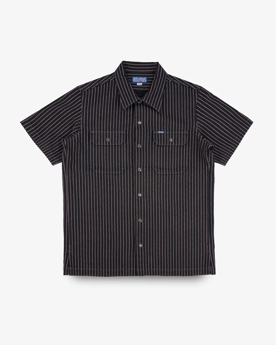 IHSH-416 10oz Wabash Short Sleeved Mechanic Shirt - BLACK