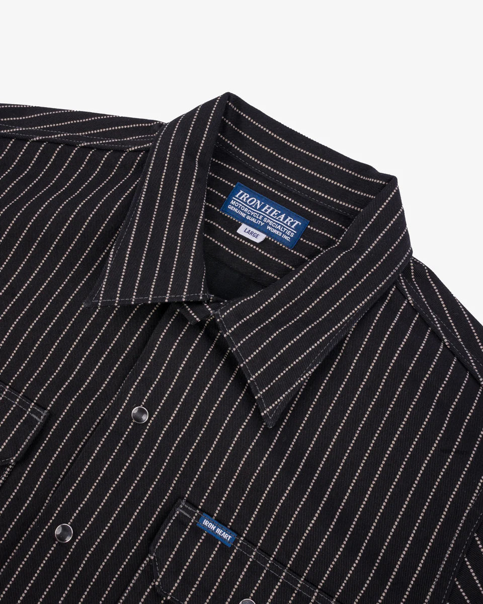 IHSH-416 10oz Wabash Short Sleeved Mechanic Shirt - BLACK