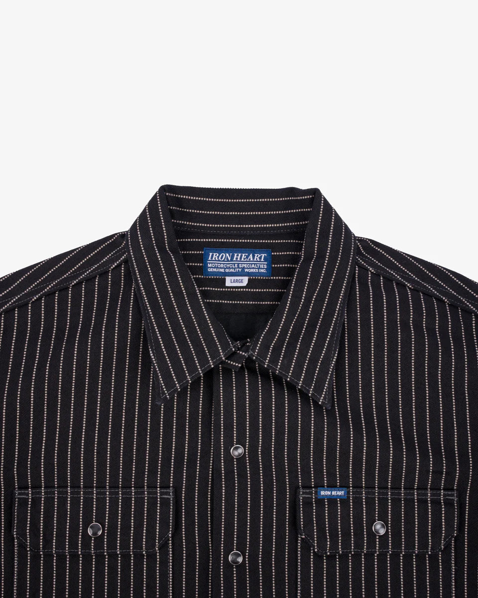 IHSH-416 10oz Wabash Short Sleeved Mechanic Shirt - BLACK