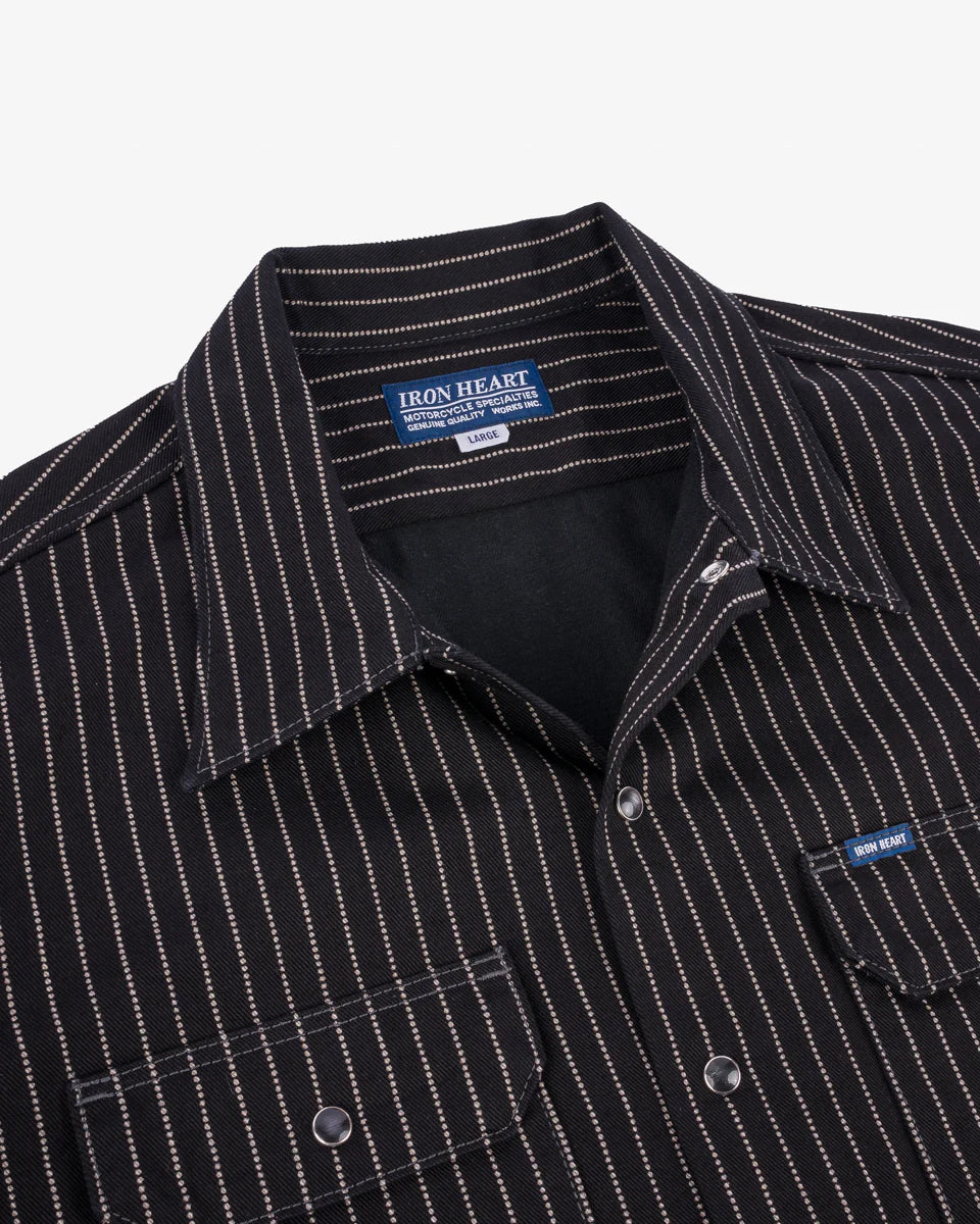 IHSH-416 10oz Wabash Short Sleeved Mechanic Shirt - BLACK