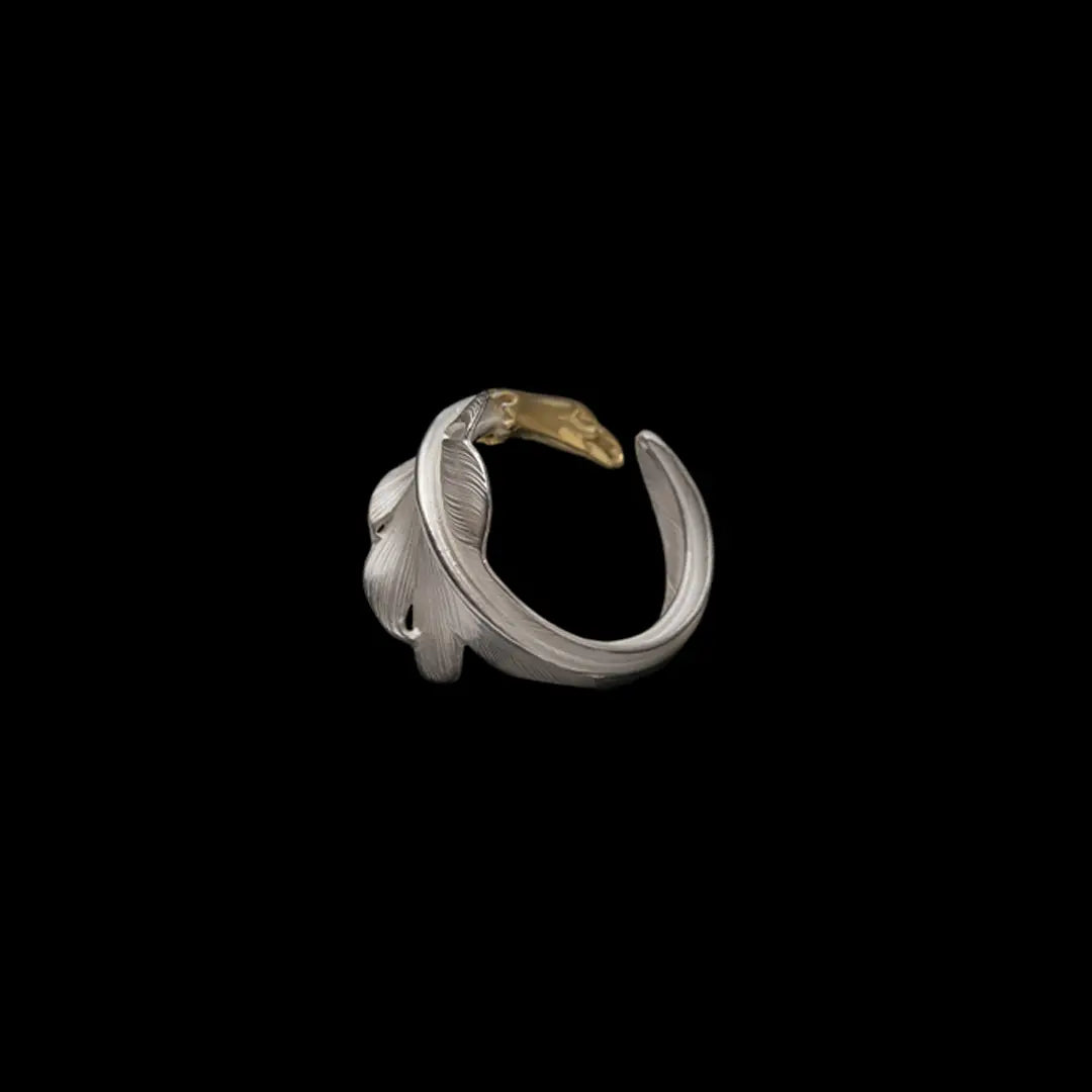 EFRG-0023 18K EAGLE HEAD KAZEKIRI FEATHER RING