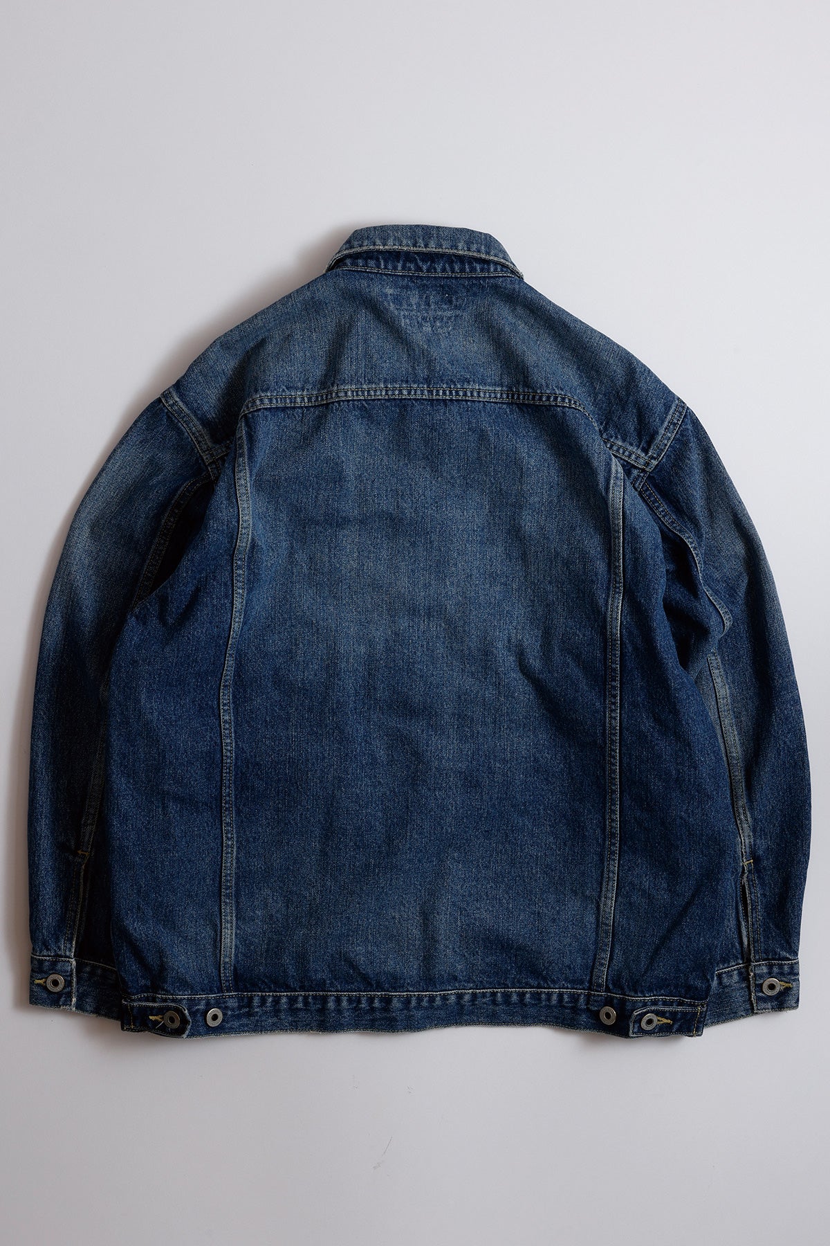DENIM PLEATED JACKET 3YR WASH (FA26) - INDIGO