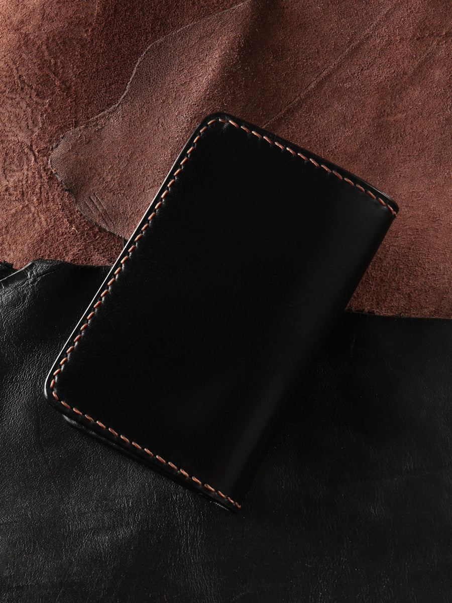 FN-C7C5-3W5 CORDOVAN DUAL CARD CASE - BLACK