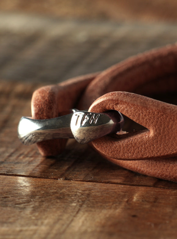 FN-GLB-102 DOUBLE WRAP LEATHER BRACELET - DARK BROWN